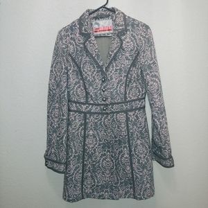 10 Free People Pink/Grey Tapestry Retro Military Jacket